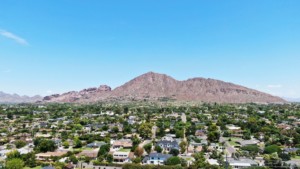 Photo of the the horizon in Phoenix showing the mountains